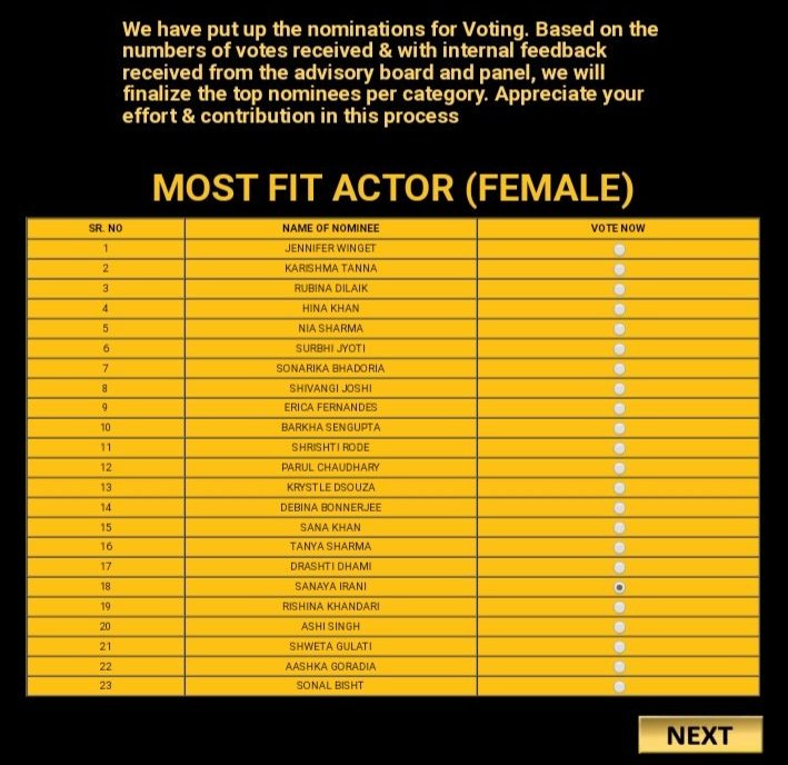 SanayaCafe's tweet photo. Gold award has been one of thecelebrated award function in the Indian tv and the good news is #sanayairani has been nominated for the most fit actor (female) therefore requesting all the fans to vote for her .
Link https://t.co/ssjxSA8DTq https://t.co/NW7TMcq8hF