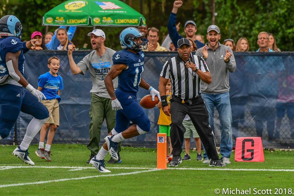 RhodyFootball's tweet photo. #TouchdownTuesday brought to you by a signature Ahmere Dorsey house call 📞
#3MoreFeet
#BringTheRuckus https://t.co/k51N2ao3so