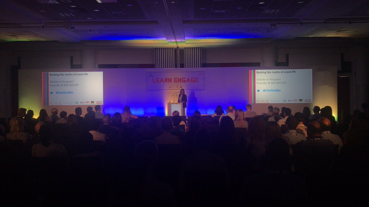 It’s time for the last session of the day with Charlie Le Rougetel and her session ‘Busting the myths of events PR’ #EXMC