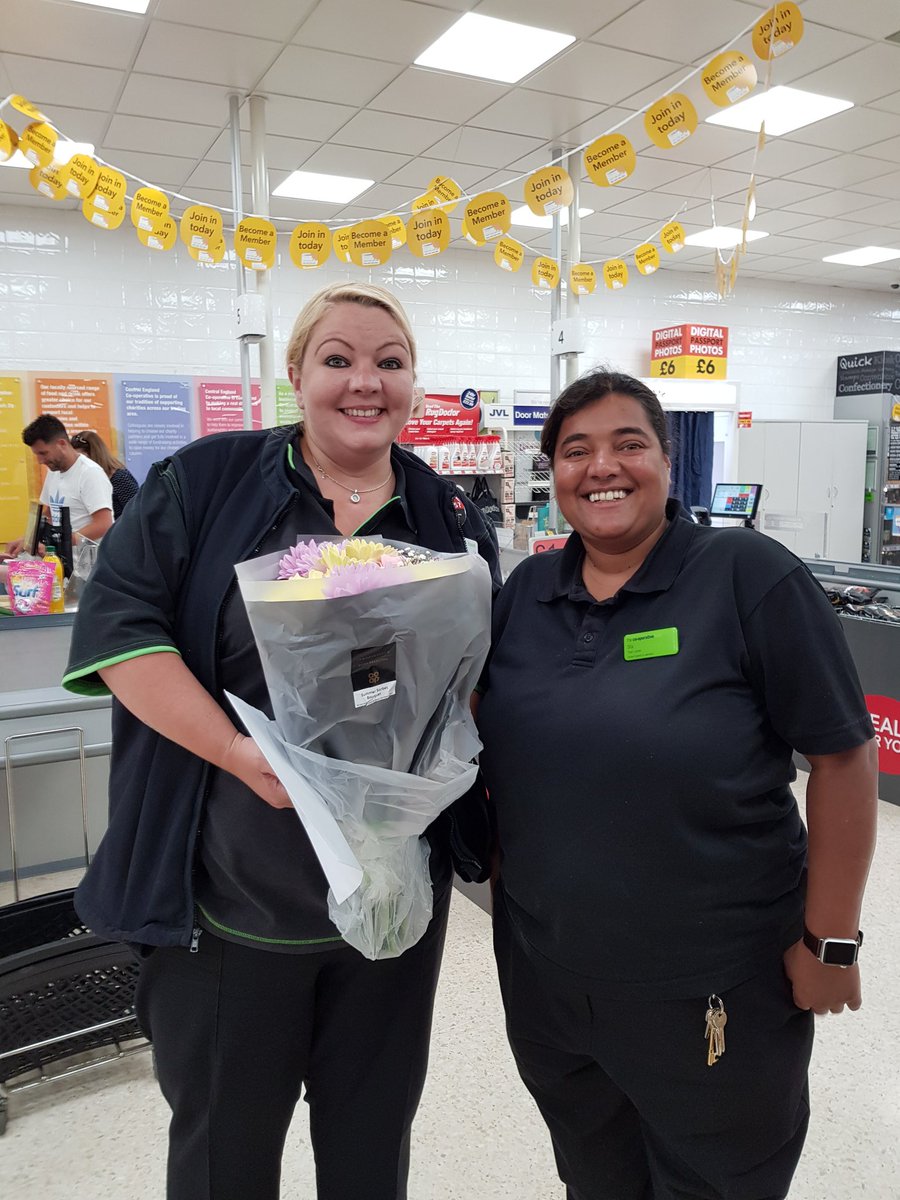 The lovely <a href="/janetteausten/">thehandmadeblanketco</a> receiving her 20 years long service award from Sita, todays duty manager. Oh and kelly 🤣 Congratulations Netty ❤ <a href="/mycoopfood/">Central Co-op Food</a> #teamibstock #beingcoopy <a href="/ben_birdsall/">Ben Birdsall</a>