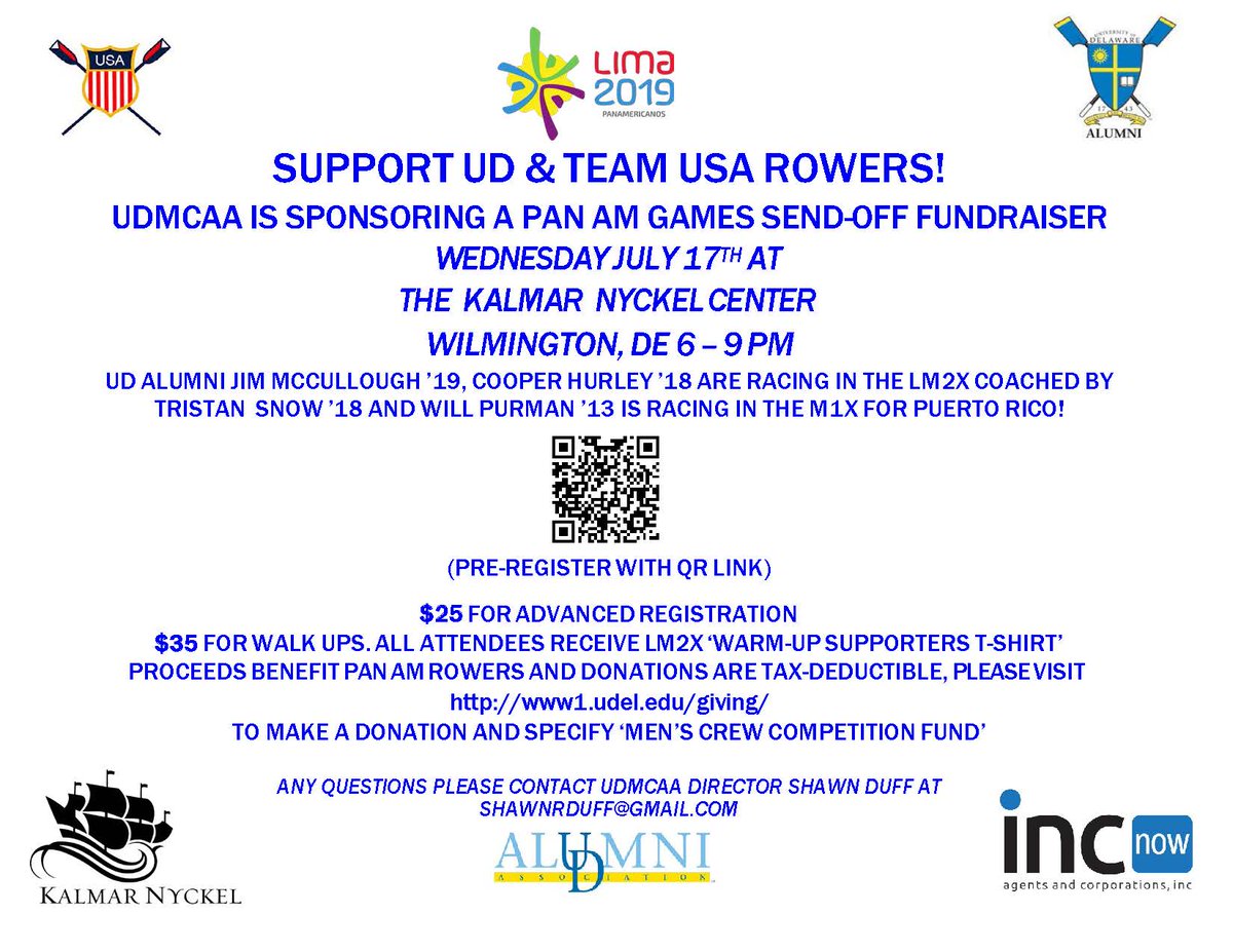 delawarecrew's tweet image. Register now for the UDMC Pan-Am games send-off at the @KalmarNyckel tomorrow at 6pm! ud.alumniq.com/index.cfm/even…