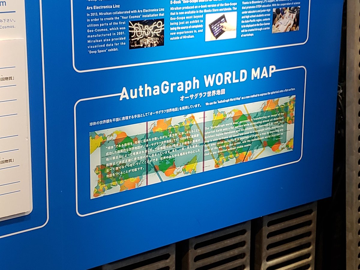 ProjectionWizz's tweet photo. It is not surprising to see world maps in #AuthaGraph #mapprojection in Japan. #ICC2019Tokyo https://t.co/e0rUfxW47m