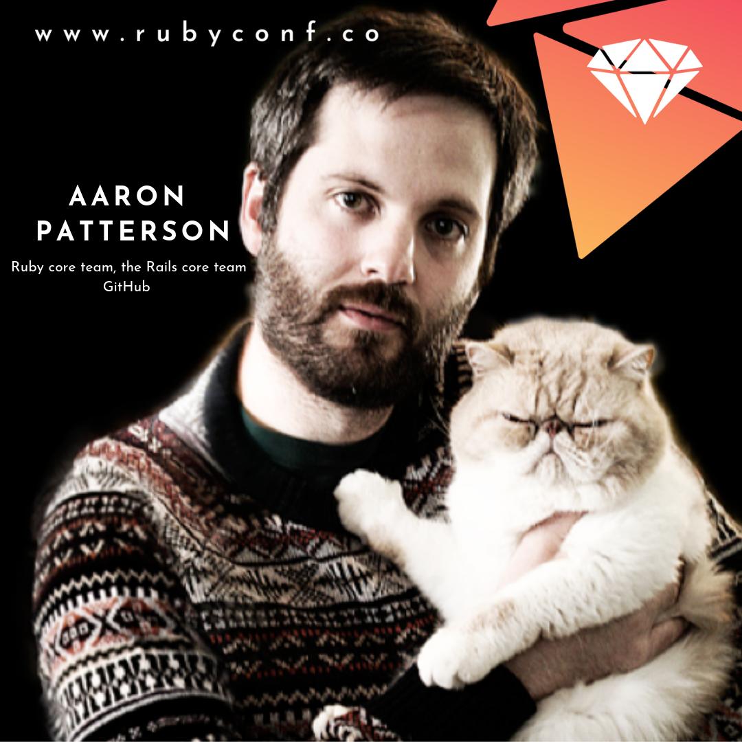 RubyConfCo's tweet image. We are happy to welcome back @tenderlove  🇨🇴
Aaron is Ruby Core and @rails Core Team member, currently working for @github 
Join us to talk about interesting things like speeding up template rendering or Cats stuff! 😺