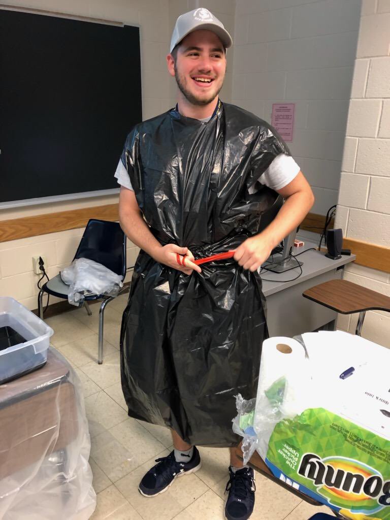 WVUCate's tweet photo. Suiting up for what could be a very messy activity at our @wvustatler Elementary Engineering Challenge Camp. #wvuecc #tiedye https://t.co/fSIMedRXPW