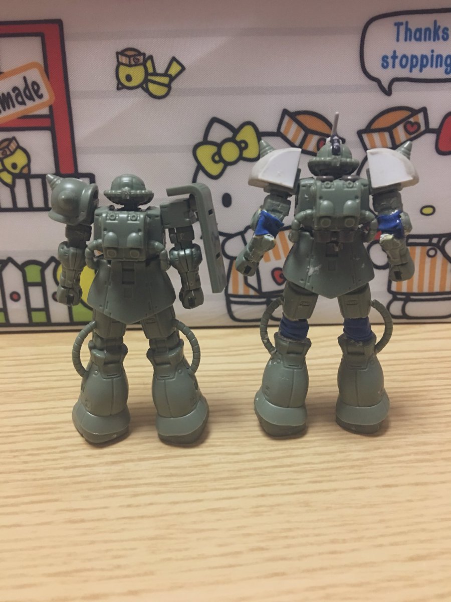 パンまる Auf Twitter ガシャプラの量産型ザクを 水中用ザクに改造してエーギルを持たせよう計画 関節を仕込んで身長も高くなりスタイリッシュになりました 可動しますが旧キットレベルです でもバランスは中々 水中用ザクはこれで完成 後は晴れを待って塗装