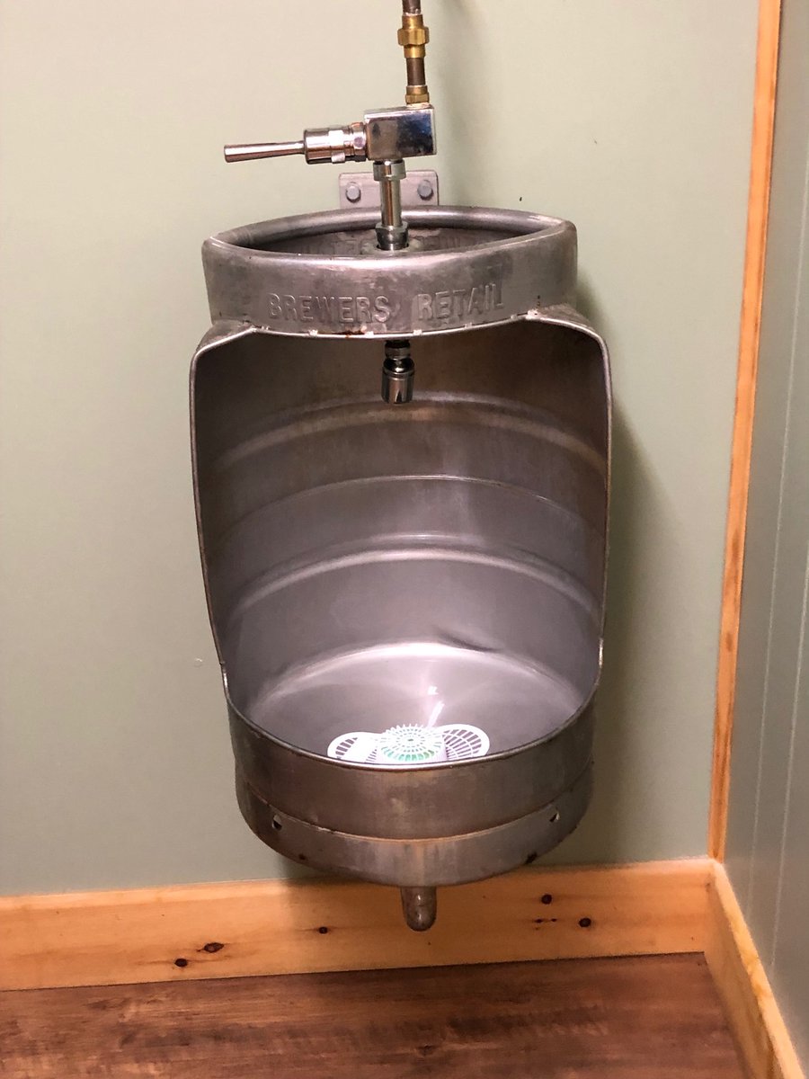 robsom2's tweet photo. Golfed ⁦@OrrLakeGolfClub⁩ and came across this in the guys bathroom.  Somehow seems fitting that what came from the keg returns to the keg.  #circleoflife https://t.co/Vk3n03UfIu