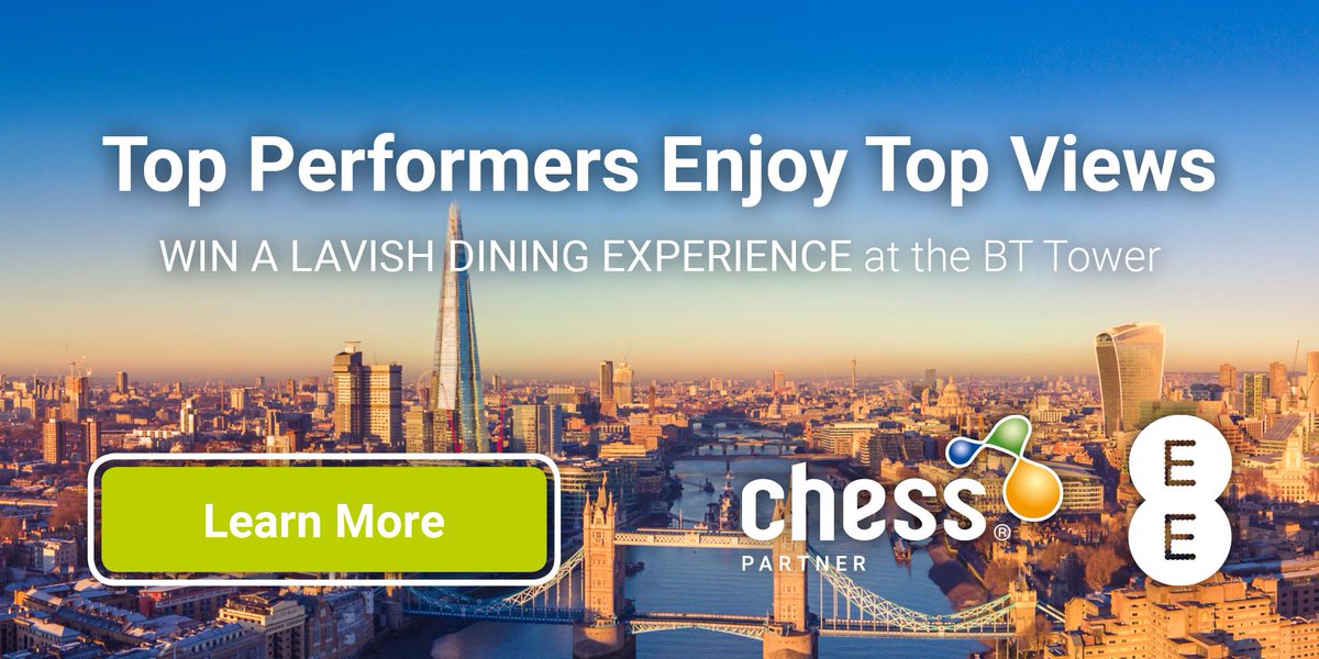 Chess_Partner's tweet image. Win a Lavish Dining Experience Selling EE. This quarter, ten top performers will be recognised and invited to an exclusive VIP lunch with EE and Chess Partner to celebrate strong sales. bit.ly/2xMZnkJ
#partnerprogram #partneroftheyear #5G #AutoMate #EE #EE5G