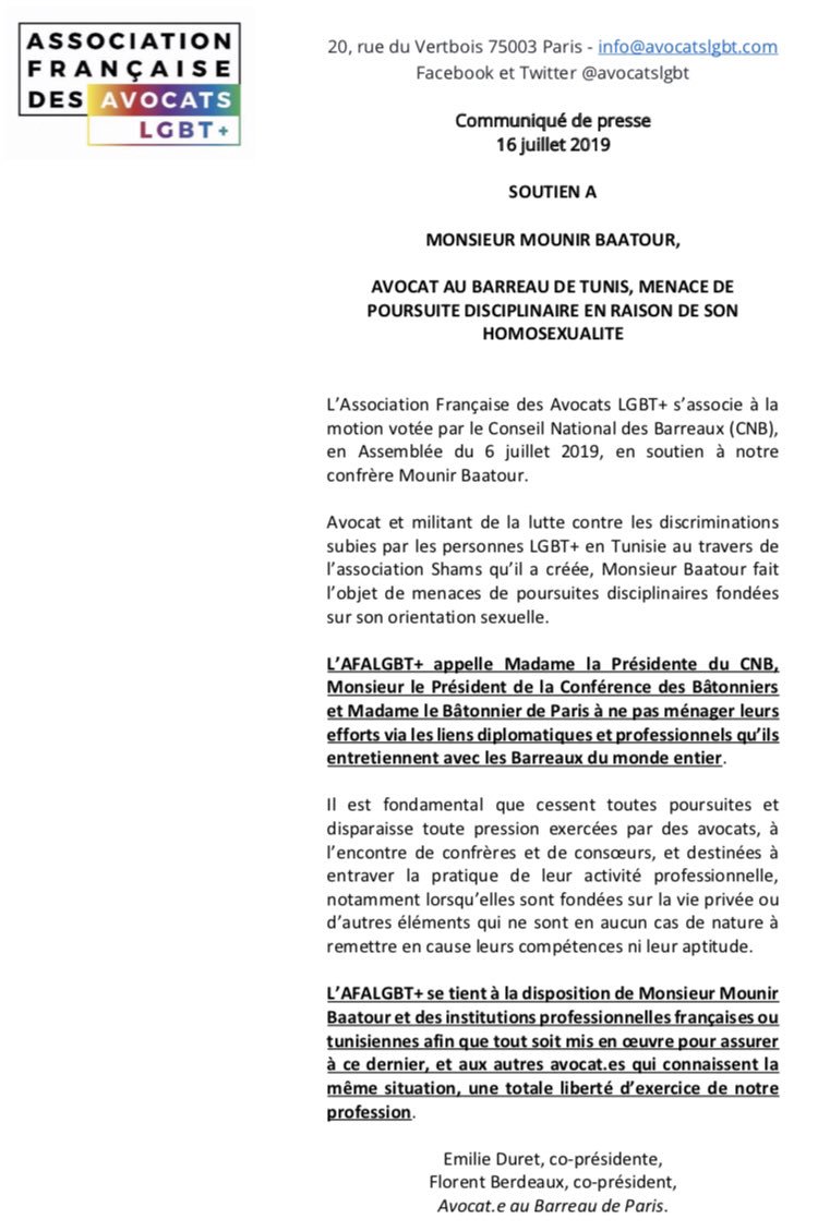 Association Française des Avocats LGBT+ (AFALGBT+) tweet media