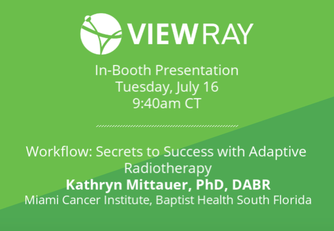 viewray's tweet photo. 9:40am CT - Bring your coffee to the first ViewRay in-booth presentation of the day: "Workflow: Secrets to Success with Adaptive Radiotherapy." #AAPM2019 #onTableAdaptive #MRIdian https://t.co/z0Fr8TJi04