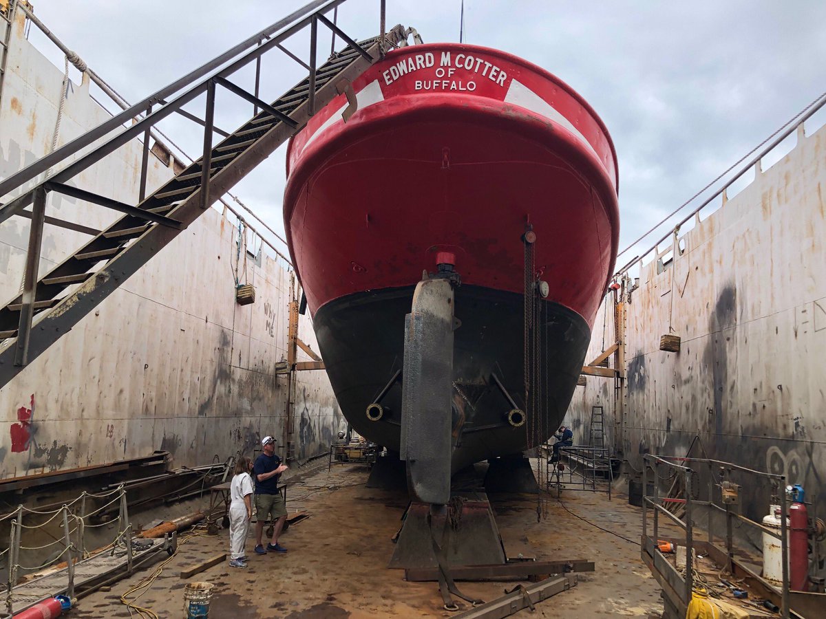 The fire boat #EdwardMCotter getting some much needed TLC in Toronto. Should return to #Buffalo later this month. Pics courtesy of Larry Cobado