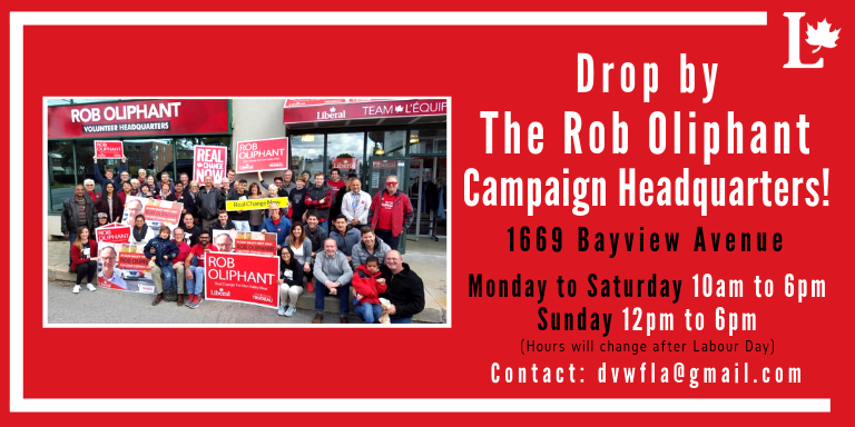 TeamOliphant's tweet photo. Drop by our Campaign Headquarters between 10am to 6pm from Monday to Saturday and 12pm to 6pm on Sundays. Come into the office to volunteer for the 2019 Election Campaign. We're less than 100 days away, don't wait! #elxn43 #roboliphant #LPC #JustinTrudeau https://t.co/yFMzex5XzD