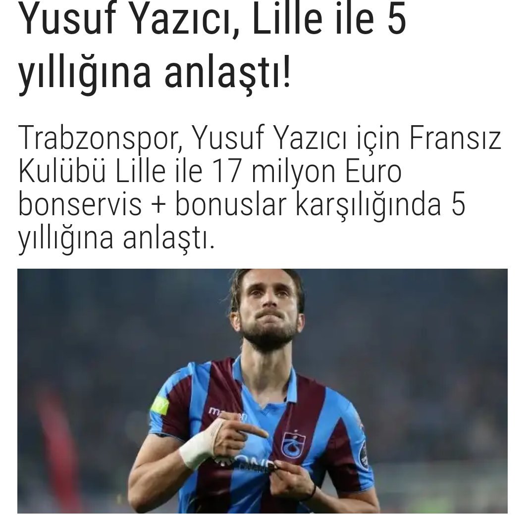 adiozgurluk's tweet photo. Yusuf Yazıcı Lille ile 5 yıllığına anlaştı... 

Güle güle yusuf yeni takımında başarılar dilerim...

#Trabzonspor https://t.co/uoyi0RMZTk