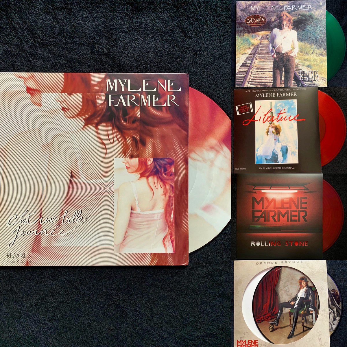 Mme_AngeL's tweet photo. Les petits derniers fraîchement arrivés 👩🏻🦰😍 #MyleneFarmer #vinylcollection #Mylene #Vinyl #EditionLimitee #PictureDisc #Colors #Music #MFCollection #CestUneBelleJournee #Libertine #California #RollingStone #Desobeissance https://t.co/49tA1sGXxp