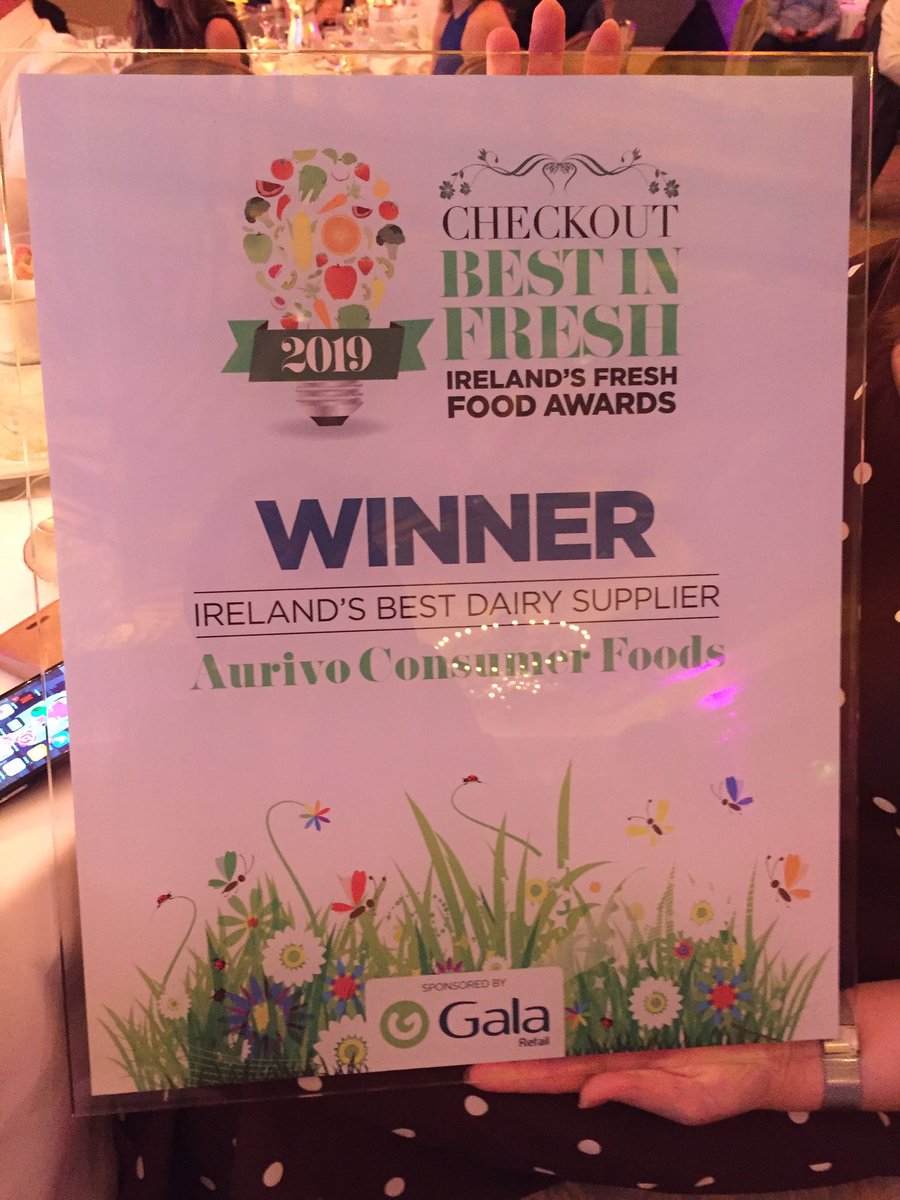 AurivoCo_op's tweet photo. A great day at the office today with @CheckoutIreland @InterConDublin awarded by the retailers as Best Dairy Supplier at the Checkout Best In Fresh Awards #BIF19 #BigHonour #Winners https://t.co/dfsb9n6ZNl