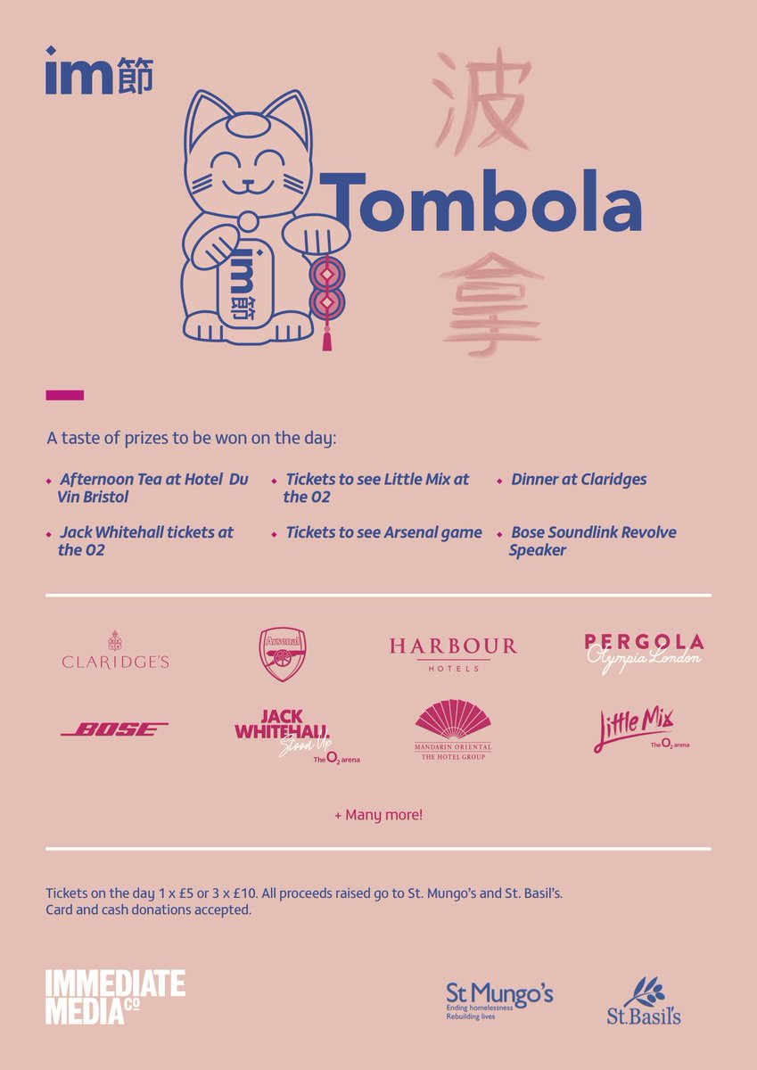 immediate_media's tweet photo. Thanks to the generoristy of everyone who bought a tombola ticket at last week's #IMFest, we are delighted to have raised raised a whopping £6,848 for chosen charities @StMungos and @StBasilsCharity 👏
The best news to beat the festival blues! ❤️ https://t.co/DMgMTJOl4y