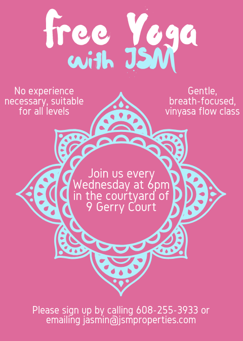 JSMPROP's tweet photo. Free yoga classes begin this Wednesday! ✨ https://t.co/iNbKnf15fC