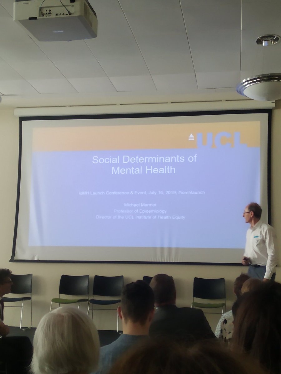 Michael Marmot putting the emphasis on social determinants at the <a href="/UCLMentalHealth/">UCL Institute of Mental Health</a> launch.  #iomhlaunch