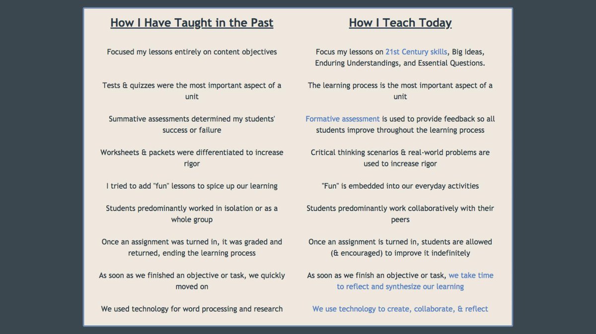 iluveducating's tweet photo. I love these two slides from @PaulSolarz's session at #vaei!!! Every educator should be able to look at how they've taught in the past & how they taught now & SEE CHANGES!!! Education is a constantly-evolving process! #LearnLAP #tlap #EduEyeExam #DBCincBooks #we_are_vaei #sotg https://t.co/nriQcBKTbJ