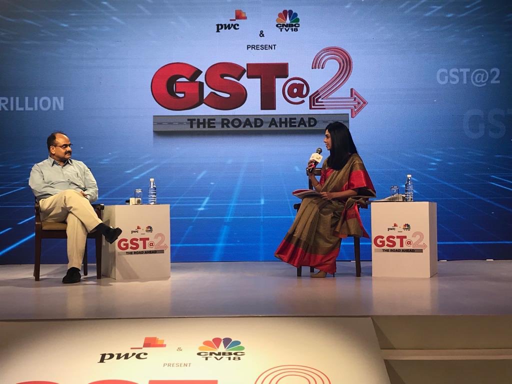 PwC_IN's tweet photo. With #GSTatTwo in full swing, @ShereenBhan hosts an exclusive fire side chat with the Revenue Secretary, Ministry of Finance, Ajay Bhushan Pandey about #GSTatTwo. Watch now: https://t.co/bKMxr9DBBk #GSTwithPwC https://t.co/y33NHQWDZq
