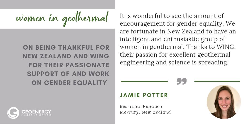 We continue our celebration of #WomeninGeothermal with a feature on Jamie Potter, Reservoir Engineer with @MercuryNZ as she speaks to how #NewZealand and @WING_geothermal have paved the way on #genderequality in #geothermal @thinkgeoenergy @lovegeothermal @GRC2001