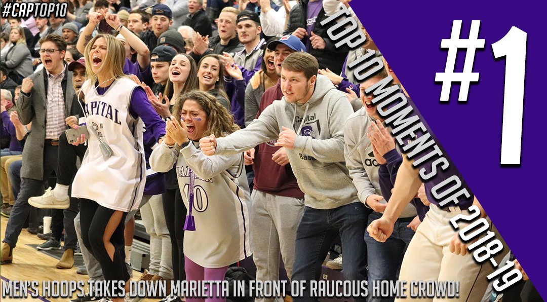cap_athletics's tweet photo. A month of anticipation has led to this and here it is, the #⃣1⃣ Moment of 2018-19! This HUGE win by @Capital_MBB featured some 🔥 offense, lockdown 🗜️ defense and an ⚡️ crowd, all of which made it unforgettable! #CapTop10 #CapFam

🔗 https://t.co/356OcCxCUh https://t.co/CjfFLp5RWv