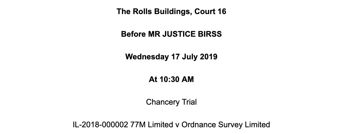 DrBobBarr's tweet photo. Important licensing, intellectual property rights and open data issues will be contested in the Chancery Division of the High Court starting on Wednesday 17th July when the case of 77m v Ordnance Survey will be heard after 5 years of dispute. https://t.co/VcWmrEZqff