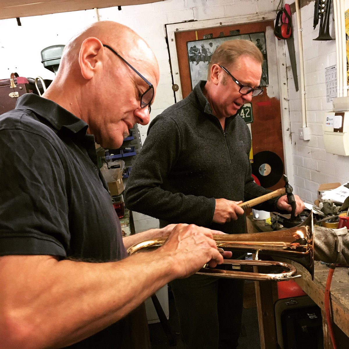 brassrepairs's tweet photo. What else do you do when your friend and fellow repairer from Thomas Reynolds visits from Thailand? https://t.co/MqntwhAFyr