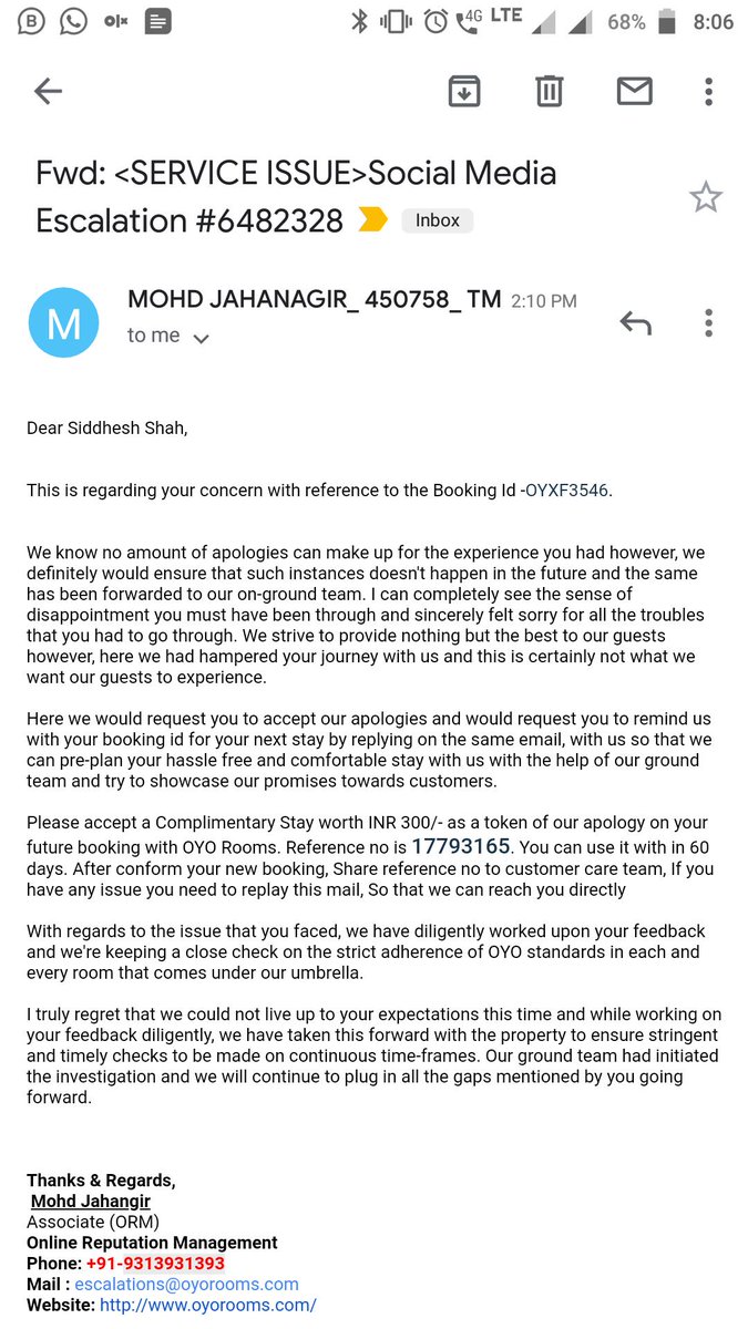 sid9099392128's tweet photo. @OYO4U Oyo grabbed my INR 718 for booking my room, but not provided me room and told to find room by own at midnight and still not refunding my paid money, and heights reached when they provided me INR 300 for compensating, then what about my INR 718...??

Booking ID : OYXF3546 https://t.co/GPN0NwDtKz