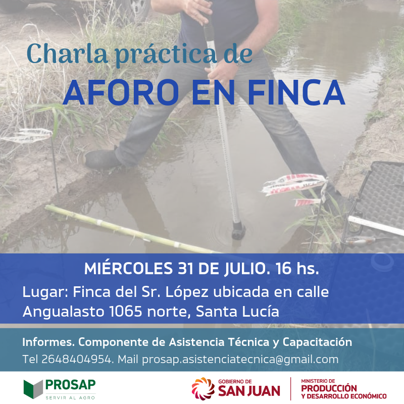 PROSAPSanJuan's tweet photo. 🗣👨🏽‍🌾CAPACITACIÓN PARA PRODUCTORES/AS👩🏽‍🏫💧 El miércoles 31 de julio se estará dictando una charla práctica de aforo en fincas. 
🔹Todas las capacitaciones de @PROSAPSanJuan  son completamente gratuitas🔹 #capacitación #aforo #productores #productoras https://t.co/258ZUfJXko