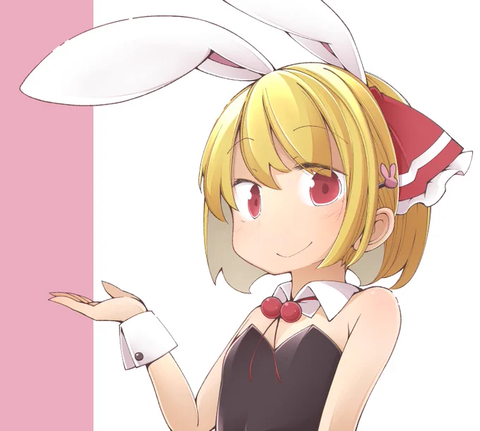 その①:サークル通行証のバニーガールーミア。想七日7の開催決定イラストとキービジュアルのイラストがどちらもカジノ調だったため、じゃあってことでバニーガールに。でも本業じゃなくてコスプレ風(のつもり)です。続く 