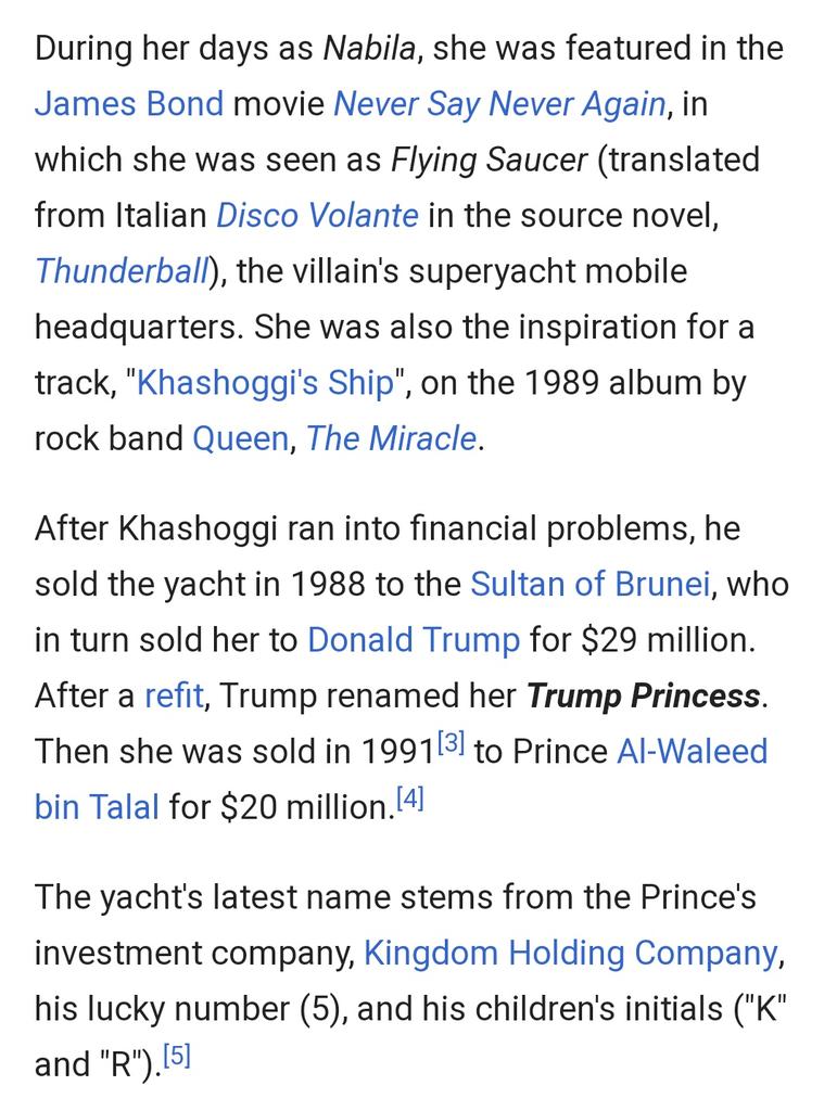 Donald Trump’s own yacht, Trump Princess, was purchased from major Iran-Contra player Adnan Khashoggi, a surname that will ring a bell with most people.