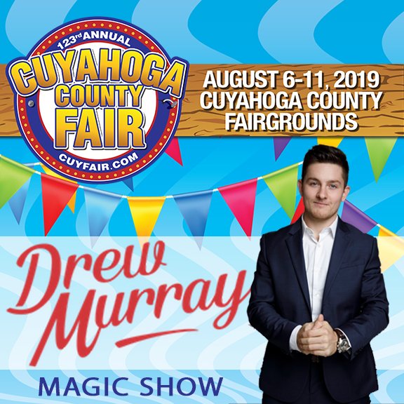 cuyfair's tweet photo. Returning to the Cuyahoga County Fair we are excited to have Drew Murray with an ALL NEW SHOW happening on our Midway stage!
Don't miss his show plus so many other great shows this year!
#cuyfair #drewmurray #magicshow #cuyfair2019 #ohiofairs #ohiomagic https://t.co/QoCQFFM5nD