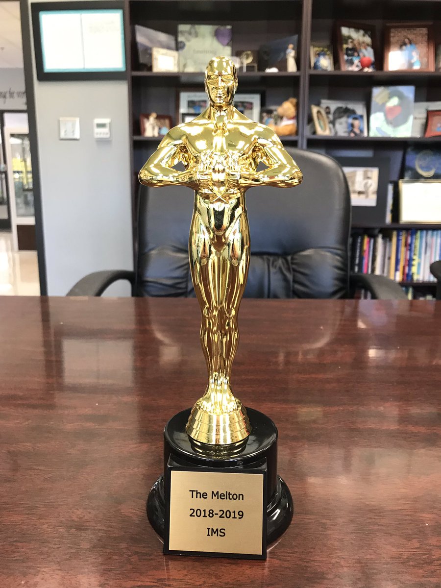 Cassy_Paschal1's tweet photo. While Erin Doty and I were working on our Initiatives Plan, we got a surprise visit from our amazing superintendent who presented us with the Melton Award for school spirit. #PrideIn5 #irmostrong @erincdoty @chrimelt https://t.co/2Z7cFpcT4W