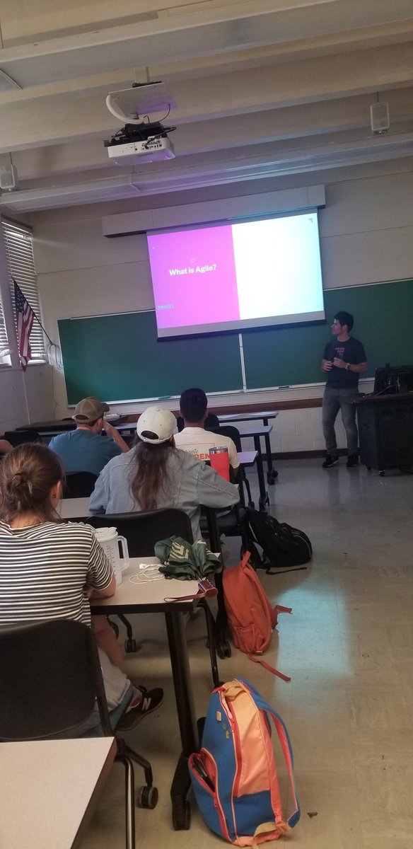 DrB46552425's tweet photo. Guest lecture by Daniel from 352Industires ... What is Agile? Our Sr design teams are about to find out!!!
#SrDesign
@UFISE https://t.co/kZrrJmRZnD