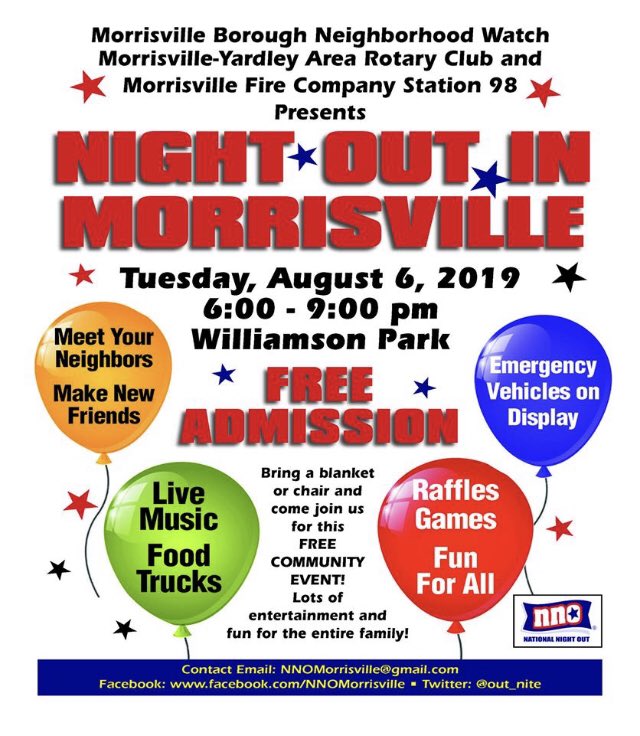 Night Out August 6th 6-9 #Morrisvillepa