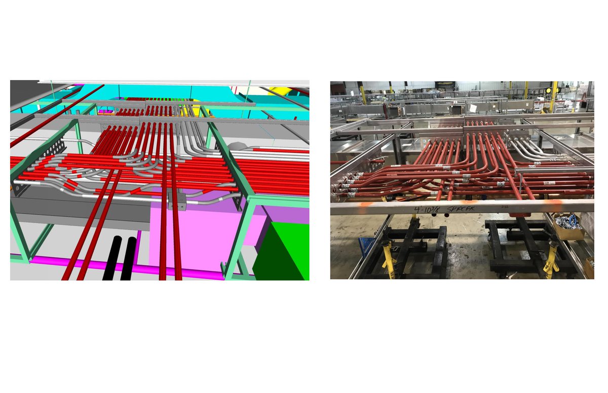 A side by side comparison of the BIM drawing and real life installation for a healthcare project in Durham, NC! #BIM2LIFE
