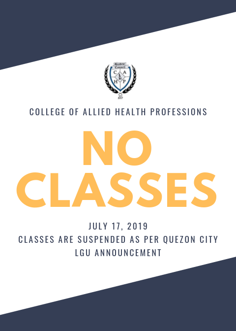 uermcahpsc's tweet photo. [ ANNOUNCEMENT ]

Due to inclement weather, classes today (July 17,2019) in UERM are suspended. 

Keep dry, stay safe! 

#UERMMedTech 💙💛 https://t.co/x8X2xWFhIy