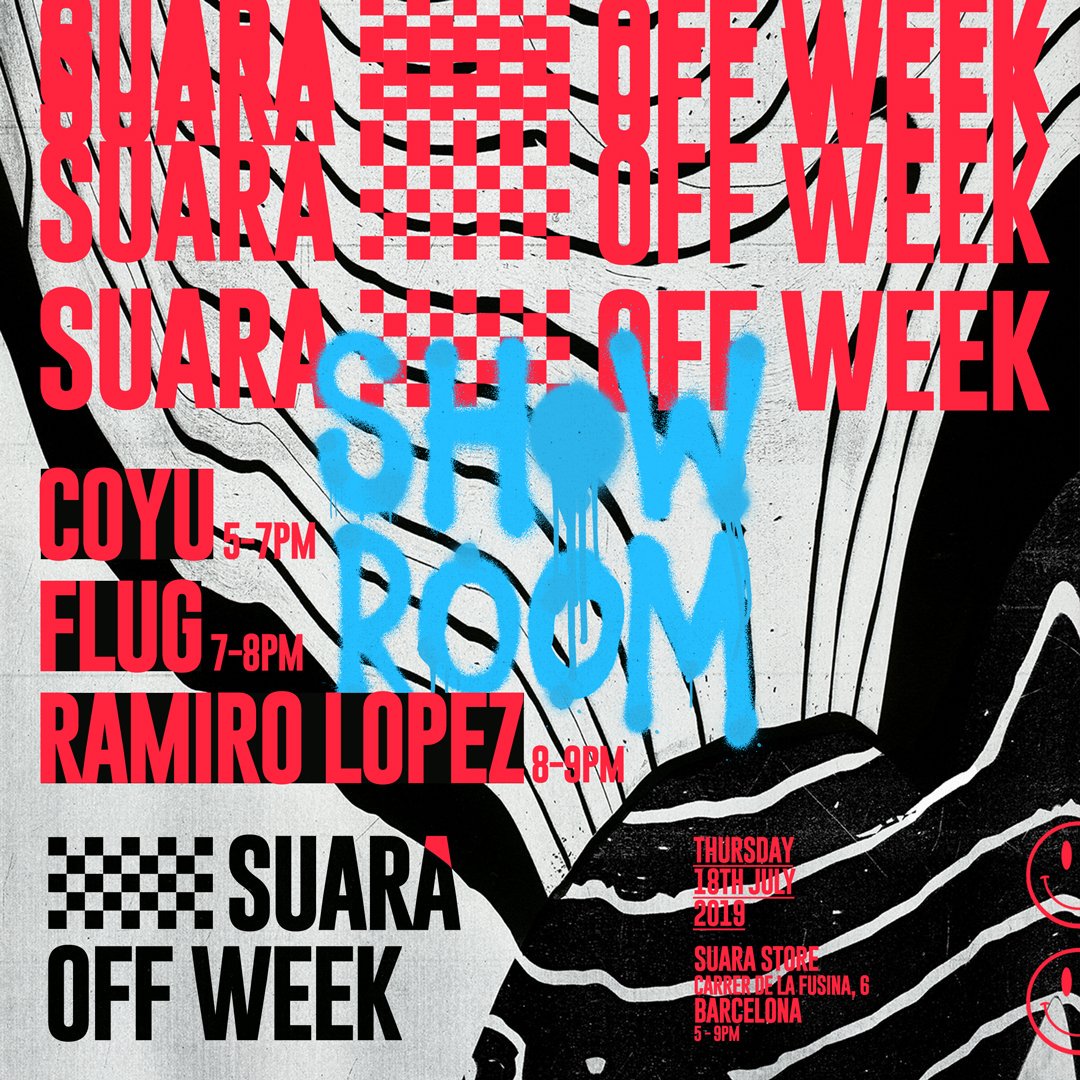 SuaraMusic's tweet photo. SUARA SHOWROOM 2019. 
Thursday 18th June at #SuaraStore : @coyumusic @flugofficial @ramirolopez_
After our first day of Suara Showroom see you all at @cityhall_barcelona at night.
And AFTER PARTY Friday Morning! https://t.co/ZFbxUeEOoC