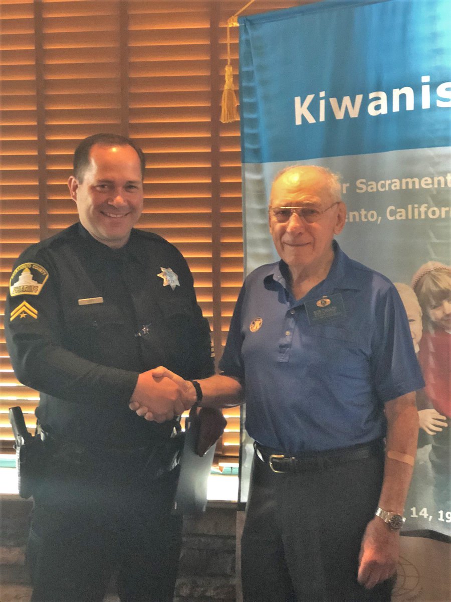 sacsheriff's tweet photo. Deputy Gene Goff was honored by the @GSacKiwanis Club. Deputy Goff exemplifies the @sacsheriff motto of “service with concern,” mentoring new deputies & providing the highest level of service to the Sacramento community. #kiwanis #greatersacramento #community #servicewithconcern https://t.co/stq0P7BmQU