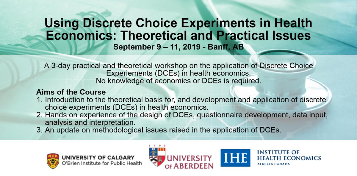 NOAHE (@networkofabhe) on Twitter photo Join <a href="/IHE_Canada/">IHE Canada</a> <a href="/OBrien_IPH/">O'Brien Institute for Public Health</a> <a href="/aberdeenuni/">University of Aberdeen</a> for Using Discrete Choice Experiments (DCE) in Health Economics: Theoretical & Practical Issues - 3-day workshop on the application of DCEs in #healtheconomics -Banff, AB Sept 9â11
Register: ow.ly/CGoA50uYHSD
Deadline to reg- Aug 1! Join <a href="/IHE_Canada/">IHE Canada</a> <a href="/OBrien_IPH/">O'Brien Institute for Public Health</a> <a href="/aberdeenuni/">University of Aberdeen</a> for Using Discrete Choice Experiments (DCE) in Health Economics: Theoretical & Practical Issues - 3-day workshop on the application of DCEs in #healtheconomics -Banff, AB Sept 9â11
Register: ow.ly/CGoA50uYHSD
Deadline to reg- Aug 1!