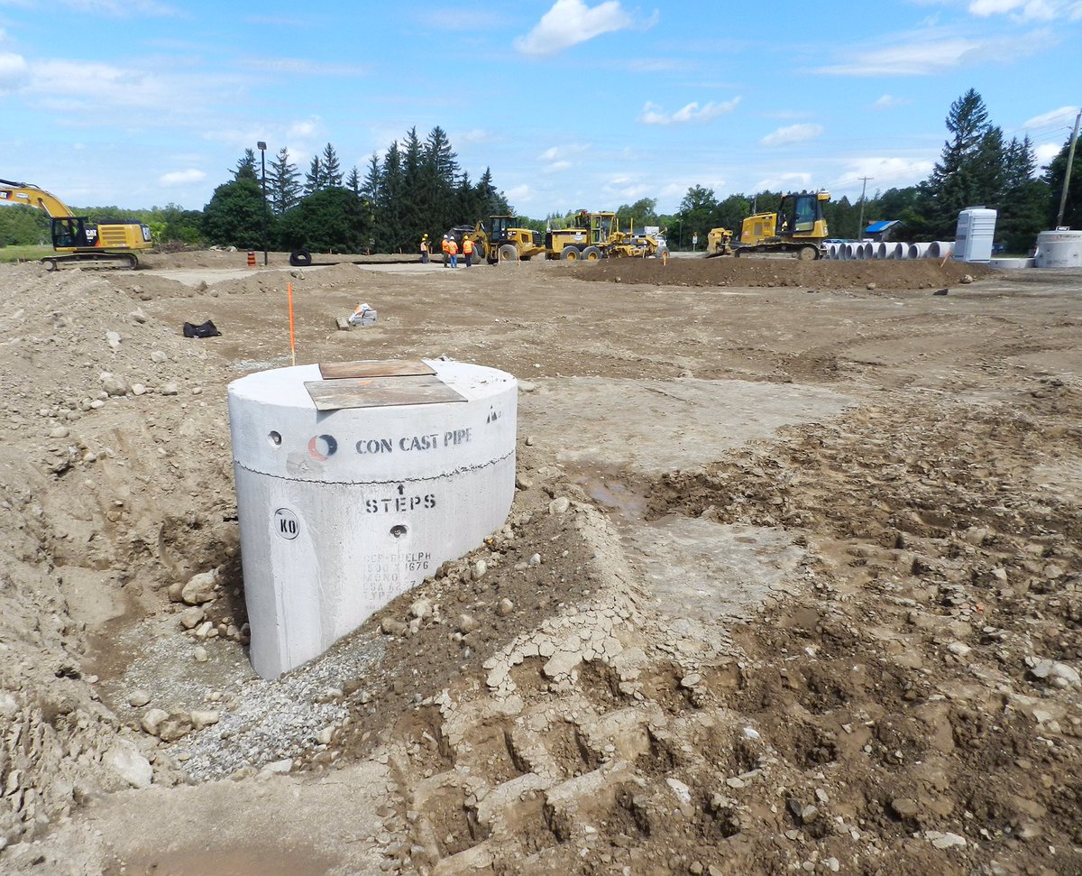 Another great #precast project in progress! Our #concrete manholes are being installed by the Seegmiller team on Brock Road South, just down the street from our Puslinch Plant.