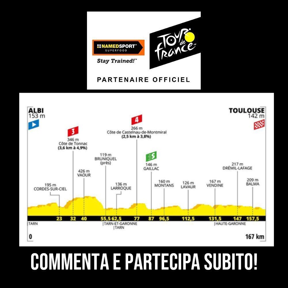 Riecco la pianura dopo il giorno di riposo. In palio per tutti coloro che indovineranno il nome del vincitore dei fantastici gadget firmati NAMEDSPORT&gt;. Per partecipare? 1. Metti LIKE a questo post; 2. Commenta con il pronostico Deadline: h14 - 17/07. 🍀 Buona fortuna!