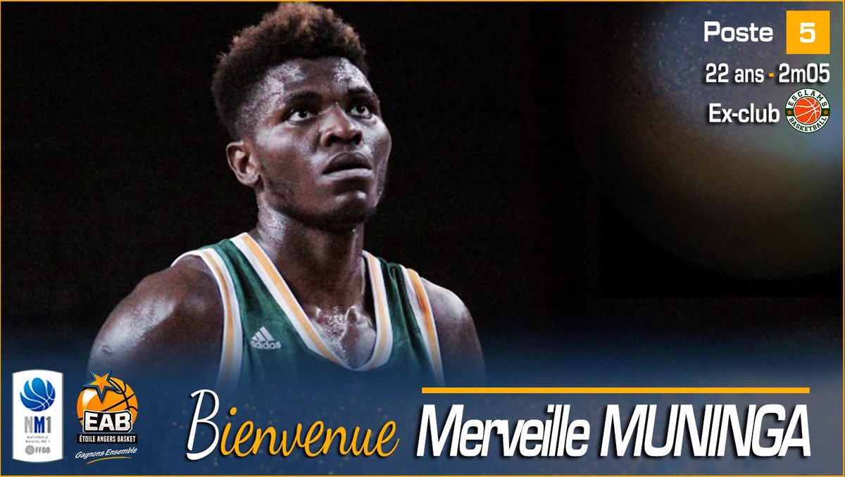 ✍️ Equipe au complet ! Merveille Muninga est la dernière recrue de l'Etoile Angers Basket. Il vient épauler Kyle Tresnak au poste 5.

#GagnonsEnsemble #SportAngers 🏀