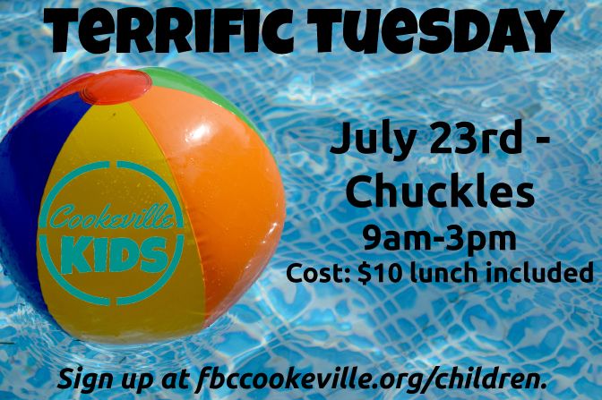 FBCCookeville's tweet photo. One more Terrific Tuesdays still to come. Kids who have completed kindergarten-6th grade join us for this fun time. Space is limited. Be sure to register at https://t.co/8GcAeiiHp1. https://t.co/wTtuoSlWx4
