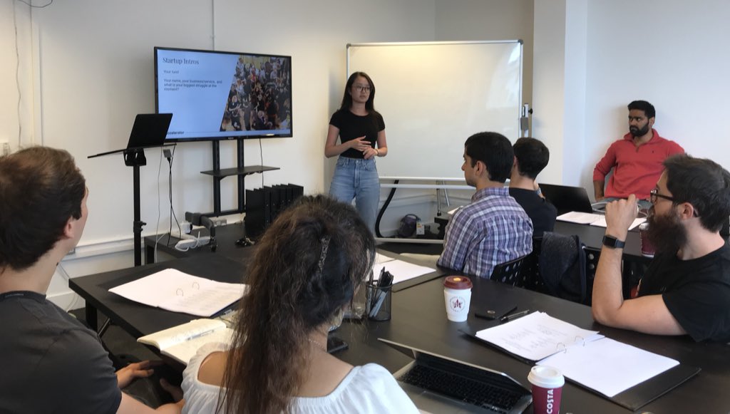 chicshake's tweet photo. Kicking off #qaccelerator2019 Day 1 yesterday with introductions by @QMUL_Enterprise and @experiencehaus, followed by each founder’s #1minpitch - so excited for the 2 weeks ahead! @santanderuni @santanderuknews @qmul @santanderuk https://t.co/l8itWy9MlK
