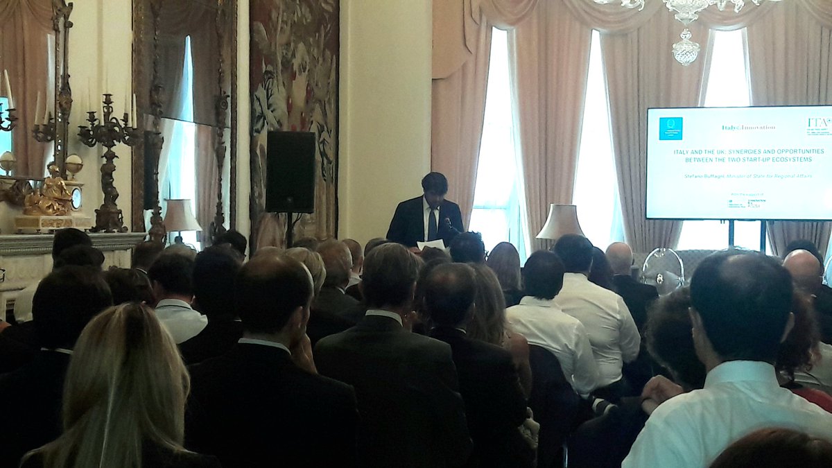 ItalyinUK's tweet photo. The 🇮🇹 Ambassador Raffaele Trombetta opens the 9th edition of #Italy4Innovation. Italian and UK companies compare their experiences ahead of #UnboundLDN. Italian Government represented by @SBuffagni https://t.co/a0irbLXlgn