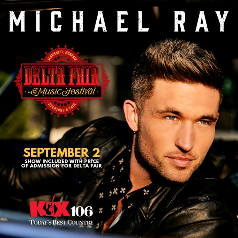 We are excited to announce <a href="/Michaelraymusic/">Michael Ray</a> will be performing on Labor Day at the Delta Fair, Sept. 2. Presented by <a href="/KIX106/">KIX 106</a> Memphis. Stay tuned for more Line-up Announcements in the next few days!