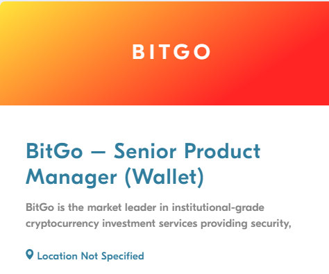 sourcecodersio's tweet image. Our client BitGo is looking for a Senior Product Manager in Palo Alto, California. Check out this job and more at sourcecoders.io/jobs #BitGo #fintech #sourcecoders #recruitment #techrecruitment #cryptocurrency #blockchain #jobs