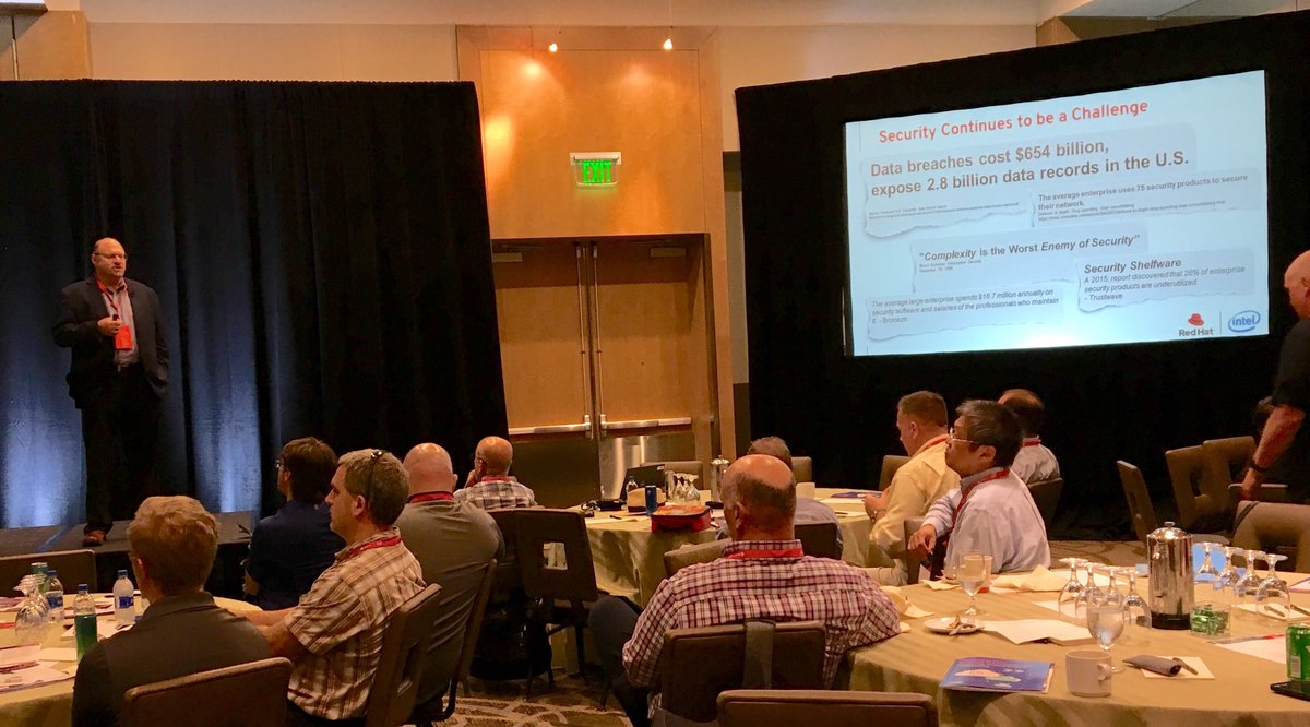 RedHatGov's tweet photo. What's the key to #security that is built-in and built to last? @intel Federal CTO, @cyphersteve posits that security needs to be a part of every phase, including development, testing, deployment, integration, monitoring *and* design. https://t.co/Jk9j4yQcSA