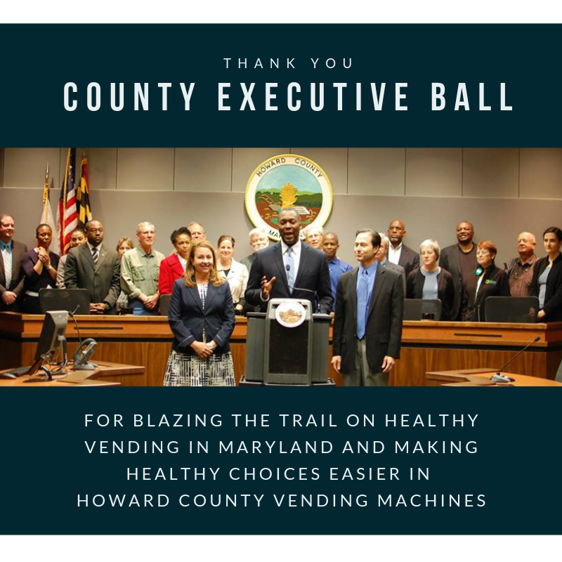 A5 part 2: Part of this policy push included healthy vending legislation, leading to less sugary drinks in county vending machines. Thanks to <a href="/hocogovexec/">Calvin Ball</a> &amp; our many partners for making this happen! <a href="/HoCoGov/">Howard County Gov't</a> #HoCoMD #saludtues